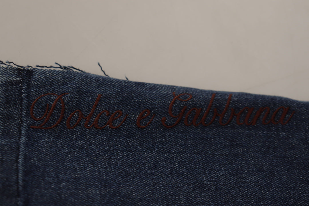 Dolce & Gabbana Multicolor Patchwork DG Fashion Wide Leg Denim Pant