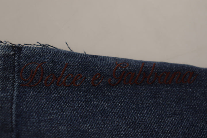 Dolce & Gabbana Multicolor Patchwork DG Fashion Wide Leg Denim Pant