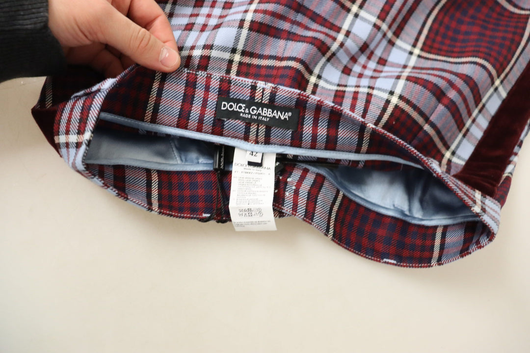 Dolce & Gabbana Gray Checked High Waist Cropped Trouser Pants