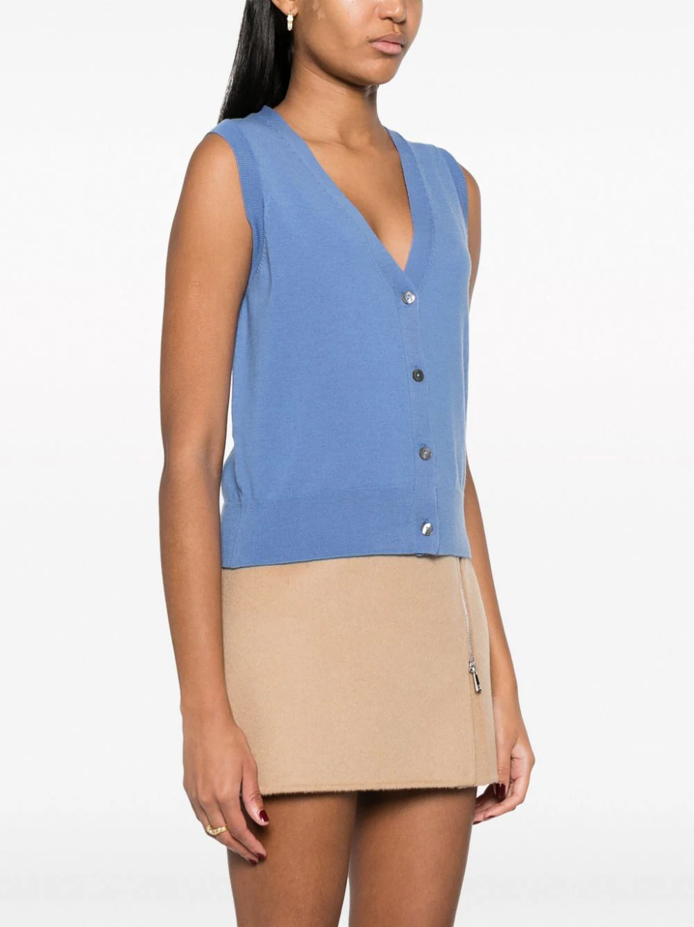 V-neck fine-knit vest-8