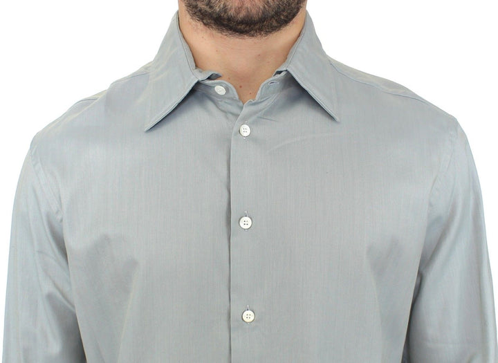 Ermanno Scervino Gray Cotton Long Sleeve Casual Shirt Top