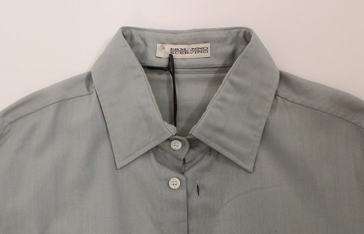 Ermanno Scervino Gray Cotton Long Sleeve Casual Shirt Top