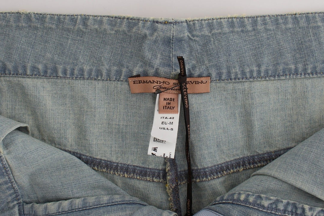Ermanno Scervino Beachwear Blue Denim City Casual Dress Shorts