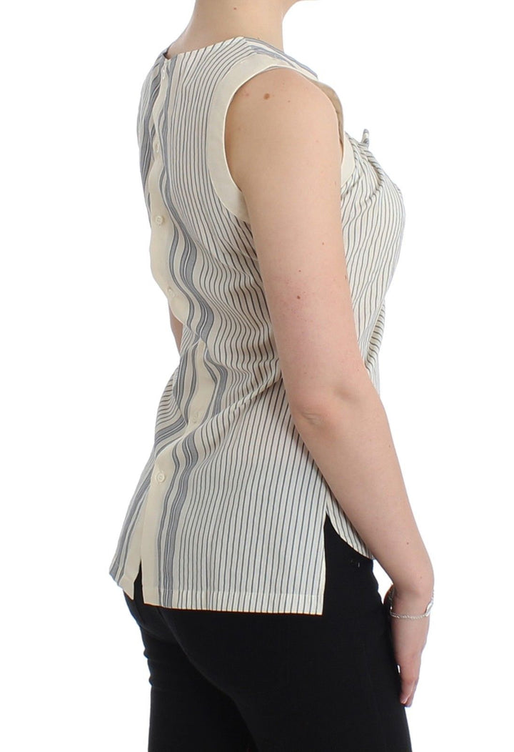 Ermanno Scervino Beachwear Striped Top Blouse Shirt Bow Tank