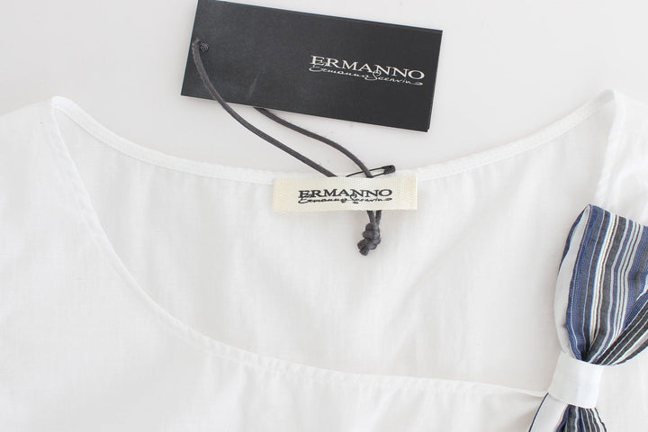 Ermanno Scervino White Blue Top Blouse Tank Shirt Sleeveless