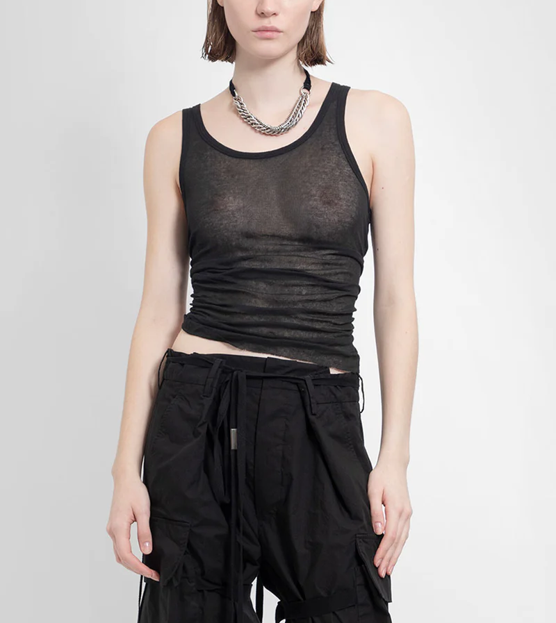 Mara Wrinkled Cropped Tank Top-0