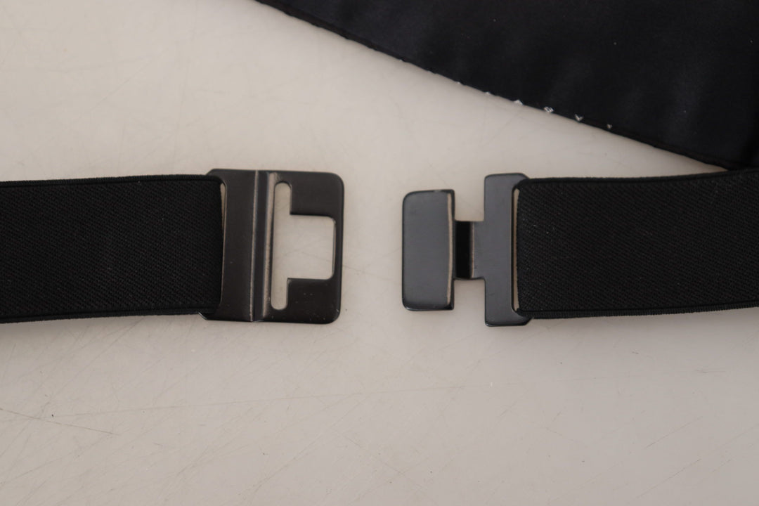 Dolce & Gabbana Black Polka Dot Wide Waist Men Belt Cummerband
