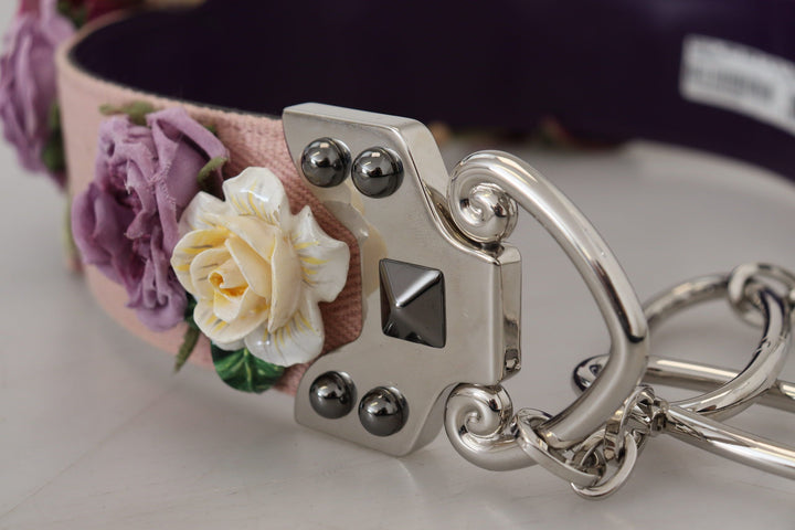 Dolce & Gabbana Multicolor Floral Appliques Metal Shoulder Strap