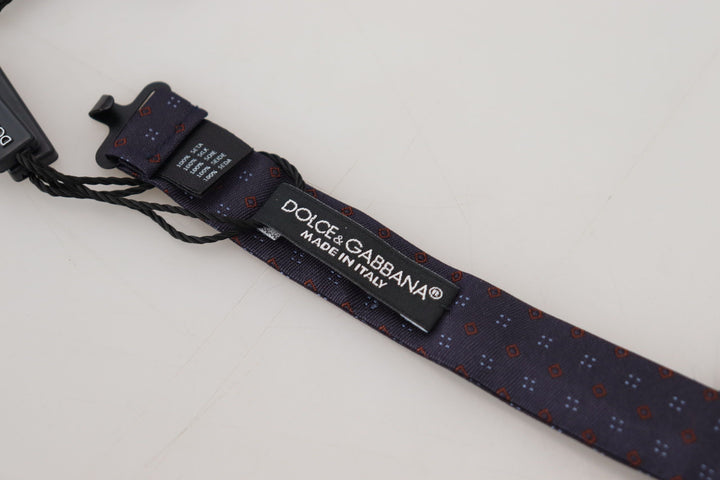 Dolce & Gabbana Blue Pattern Silk Adjustable Neck Papillon Bow Tie