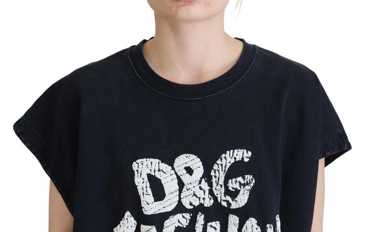 Dolce & Gabbana Black D&G Fashion Round Neck Cotton T-shirt