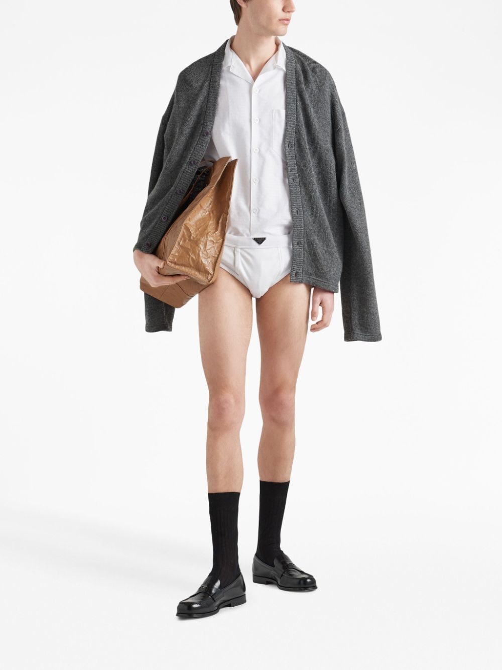 triangle-logo cotton shirt-0