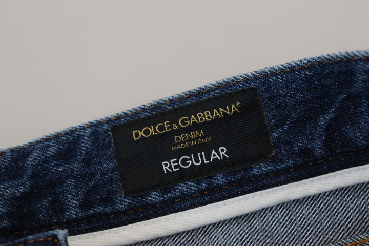 Dolce & Gabbana Blue Cotton Tattered Men Denim Jeans