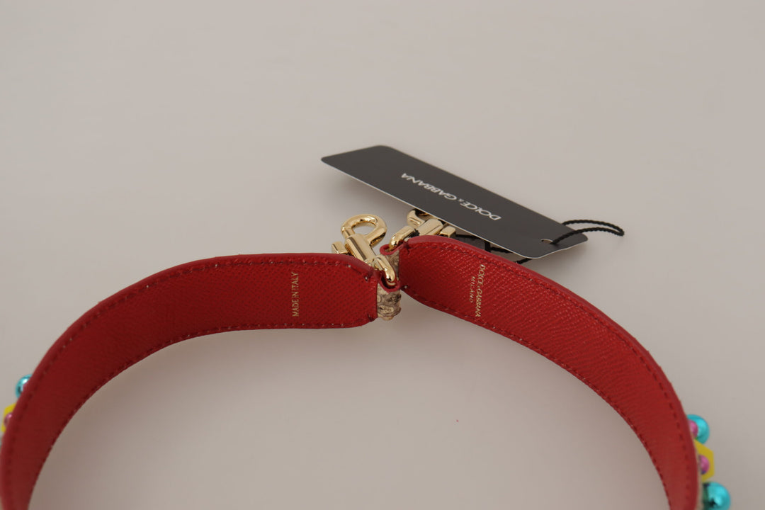 Dolce & Gabbana Beige Python Leather Crystals Shoulder Strap