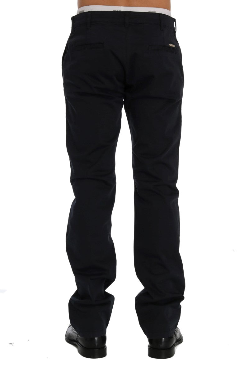 GF Ferre Blue Cotton Stretch Chinos Pants