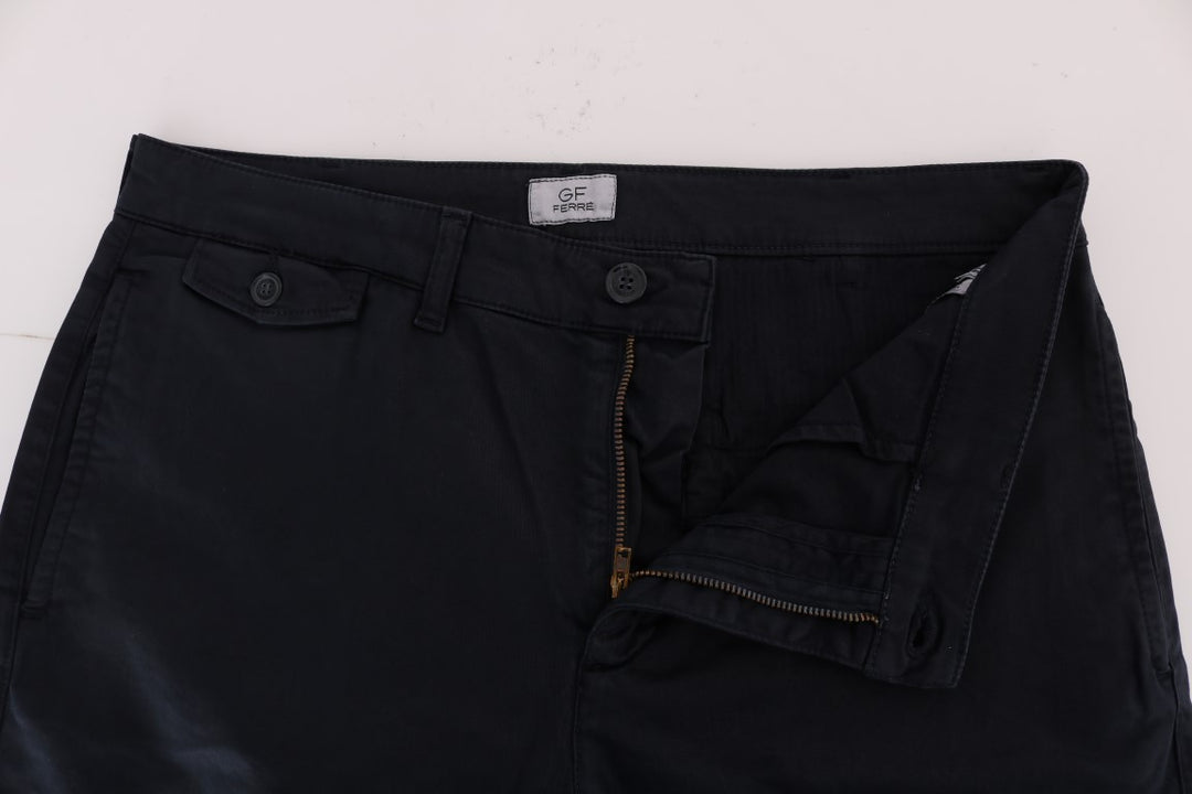 GF Ferre Blue Cotton Stretch Chinos Pants