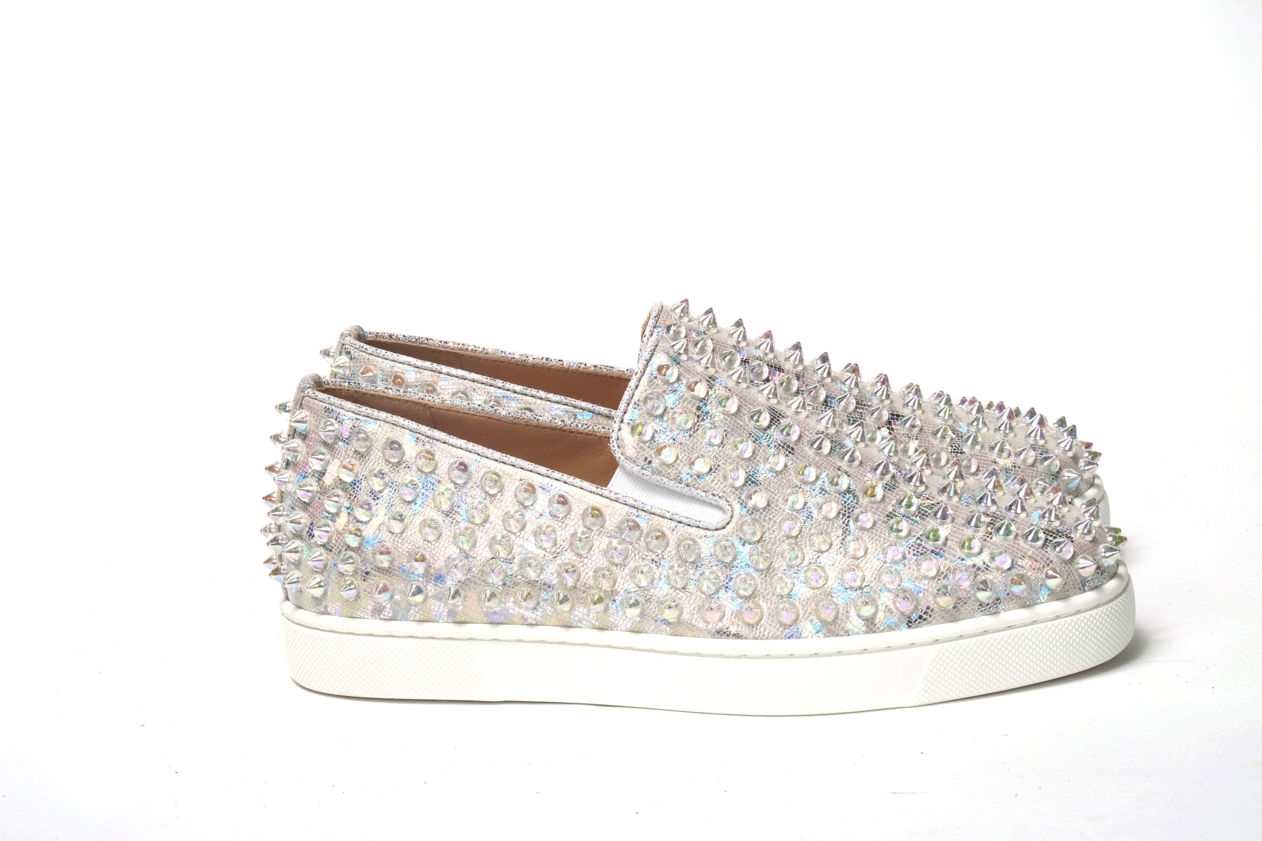 Christian Louboutin White Ab/Clear Ab Roller Boat Woman Flat