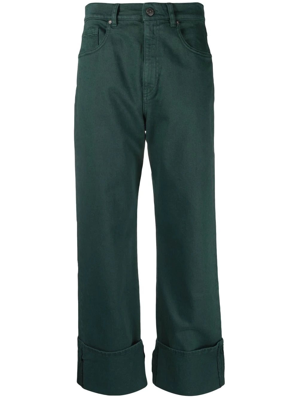 PAROSH turn-up cuffs straight-leg jeans-0