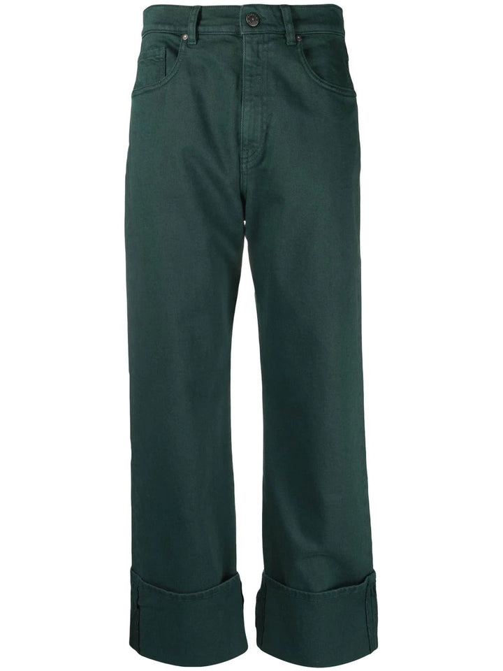 PAROSH turn-up cuffs straight-leg jeans-0