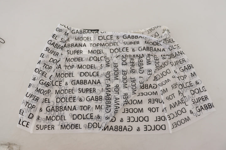 Dolce & Gabbana White Logo See Through A-line Mini Skirt