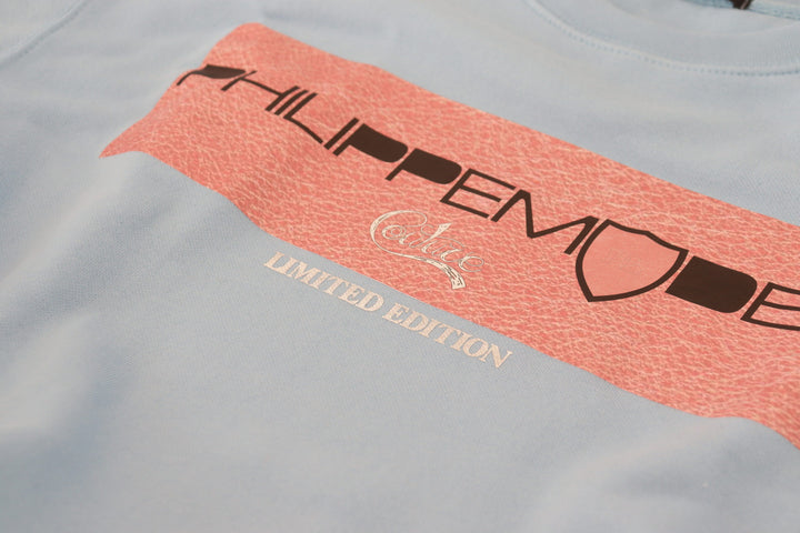 Philippe Model Light Blue Logo Printed Long Sleeves Sweater