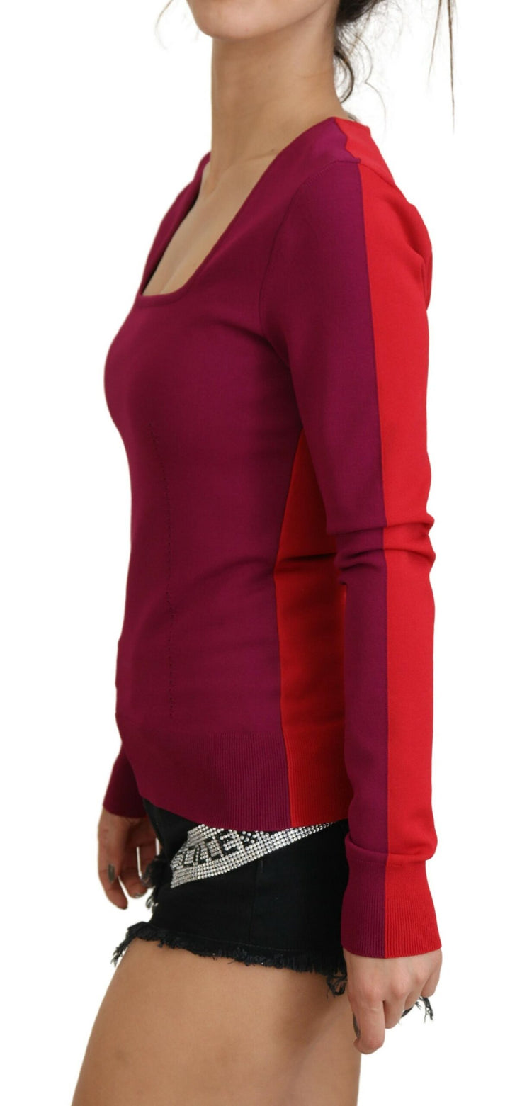 Dolce & Gabbana Multicolor Viscose Square Neck Pullover Sweater