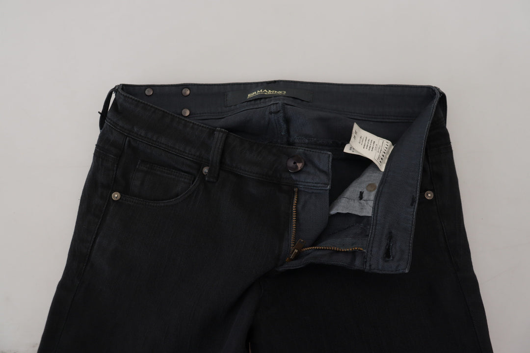 Ermanno Scervino Black Cotton Slim Fit Women Denim Jeans