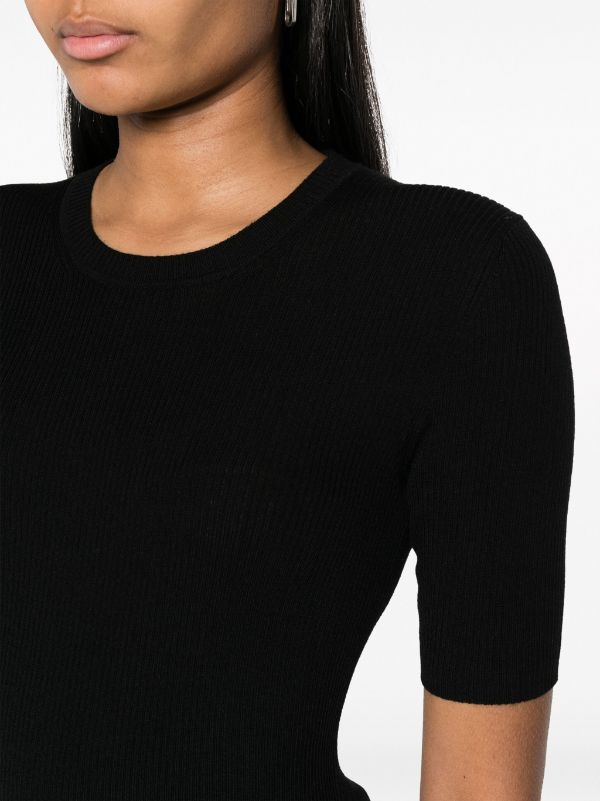 PAROSH ribbed-knit wool T-shirt-8