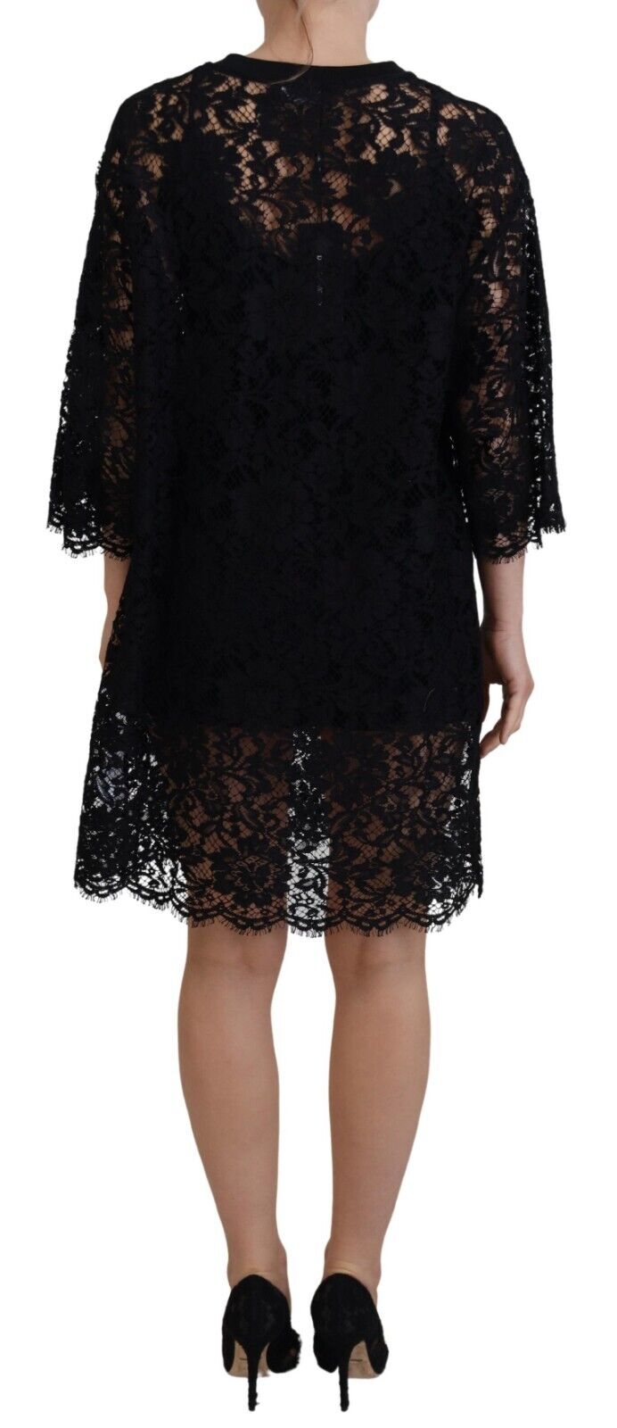 Dolce & Gabbana Elegant Black Floral Lace Shift Dress Dolce & Gabbana Elegant Black Floral Lace Shift Dress
