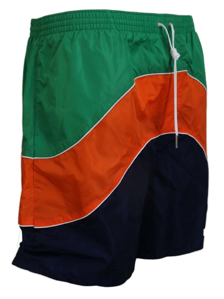 Dsquared² Multicolor Logo Print Men Beachwear Swimwear Short