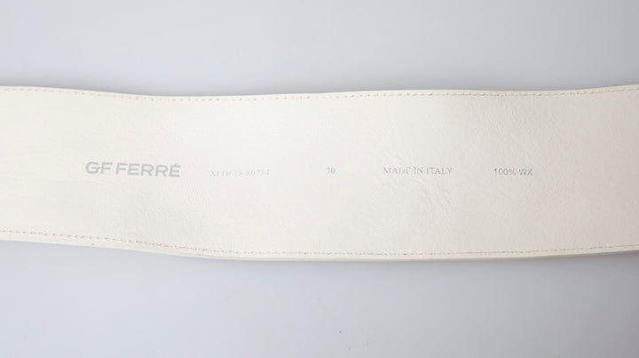 GF Ferre Off White Waxed Cotton Wide Fashion Waistband Belt