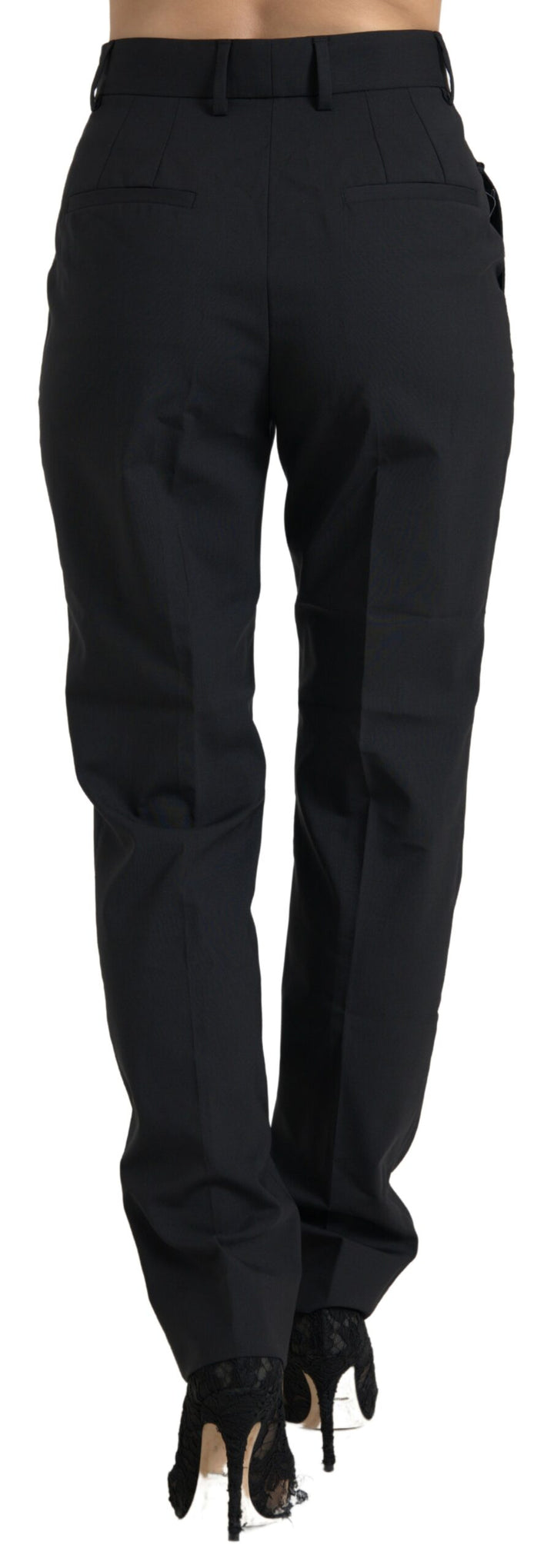 Dolce & Gabbana Black Wool High Waist Tapered Pants