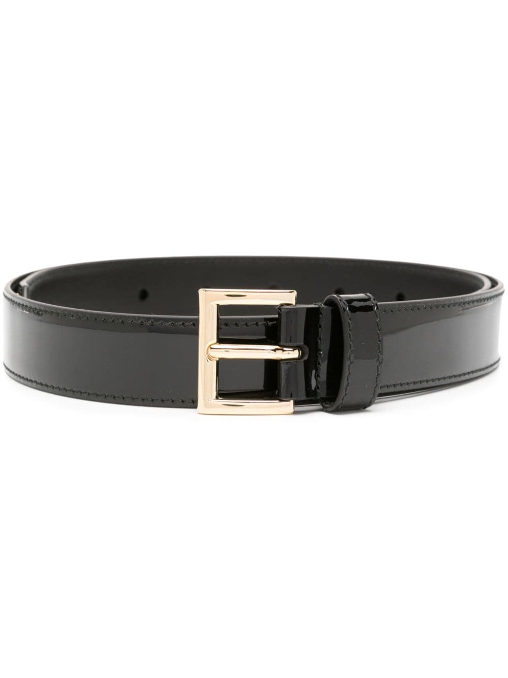 logo-plaque patent leather belt-0