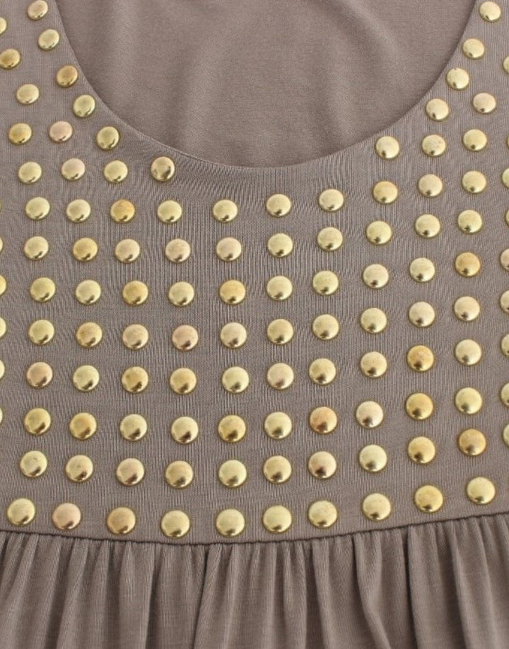 Roccobarocco Khaki studded sheath dress