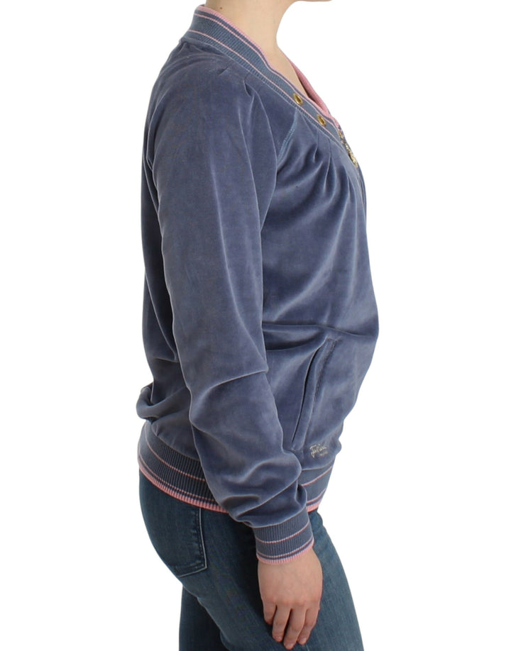Cavalli Blue velvet zipup sweater