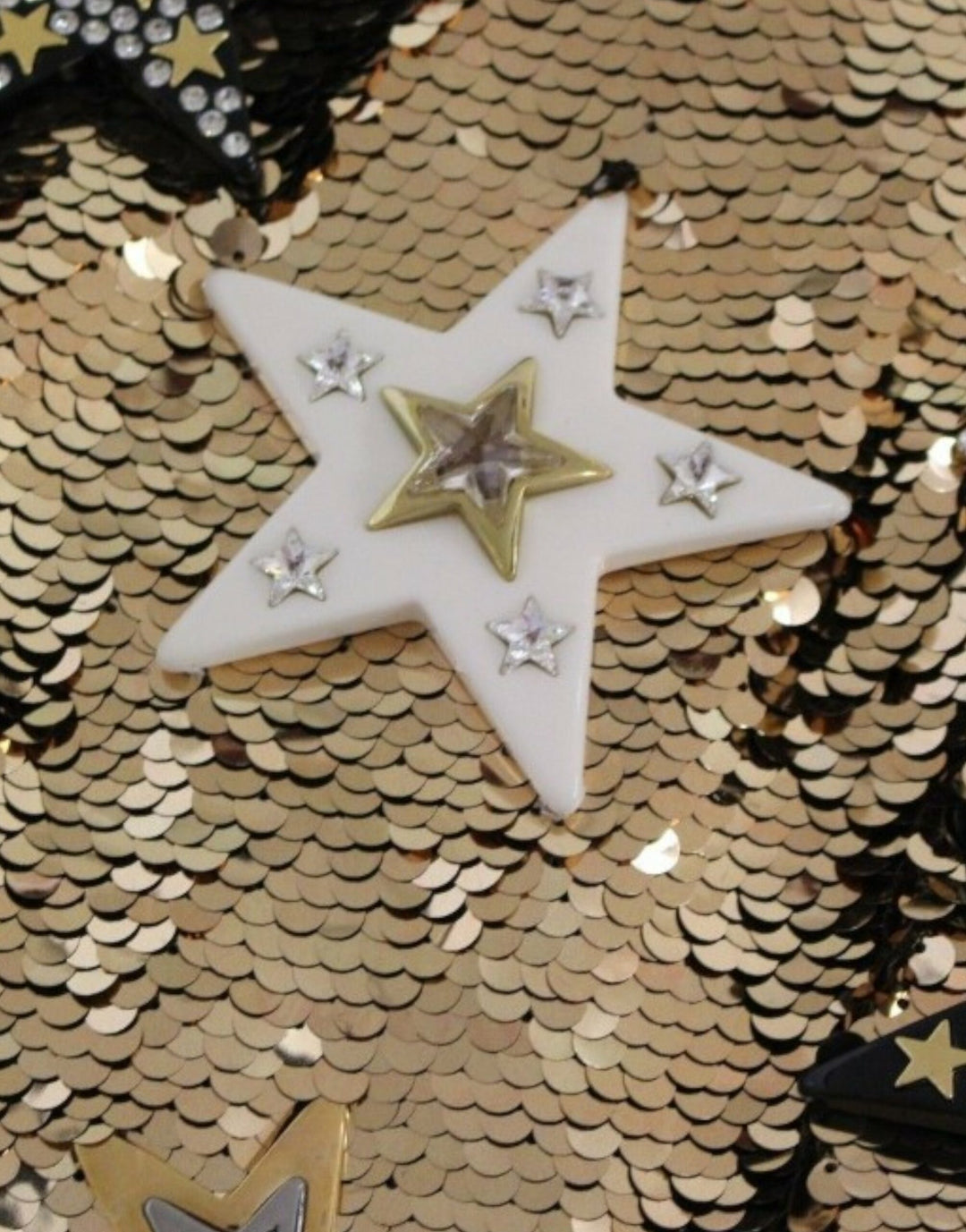 Exquisite Gold Sequined Star Sheath Dress