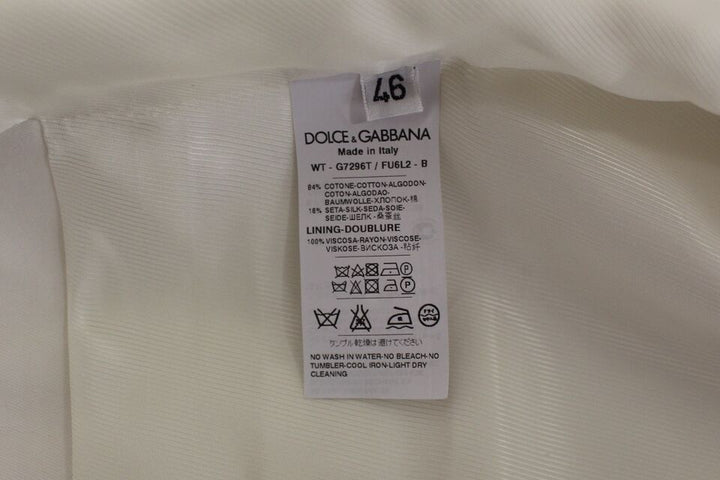 Dolce & Gabbana White Cotton Silk Blend Dress Vest Blazer