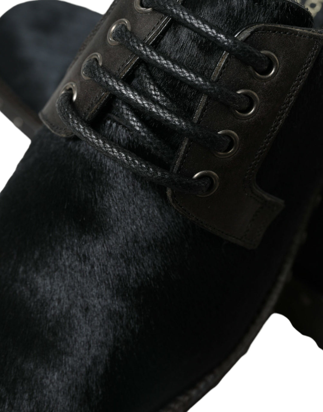 Dolce & Gabbana Black Stable Fur Derby SAN PIETRO Dress Shoes