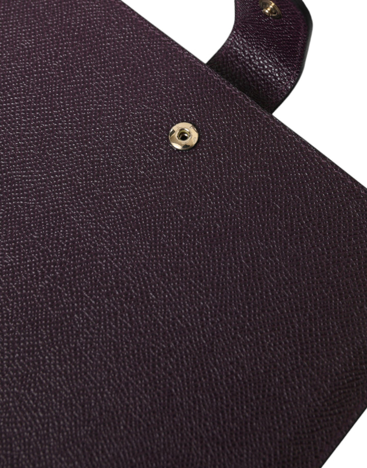 Dolce & Gabbana Dark Brown Leather Logo Plaque Cover Sleeve Tablet Case