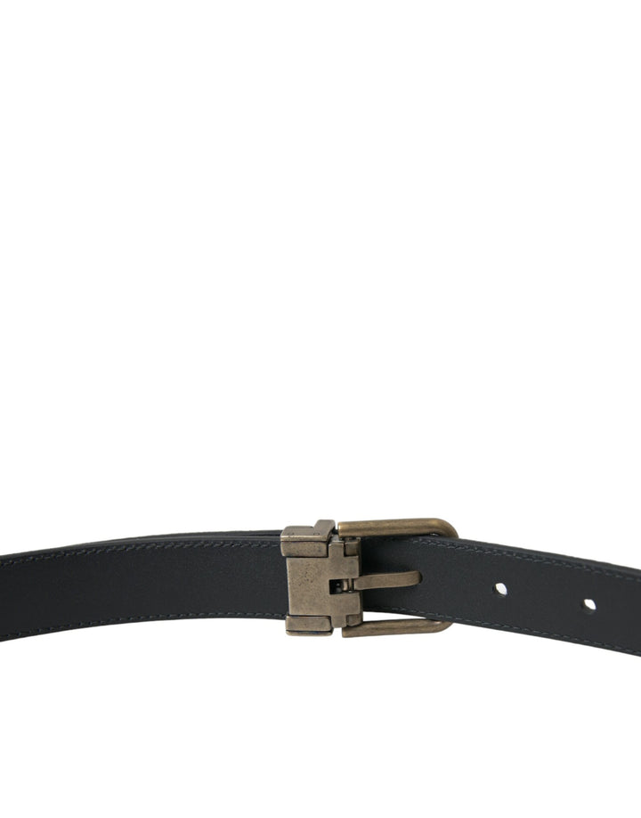 Dolce & Gabbana Black Suede Leather Gold Metal Buckle Belt