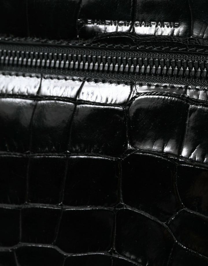 Balenciaga Black Exotic Leather Shoulder Crossbody Camera Bag