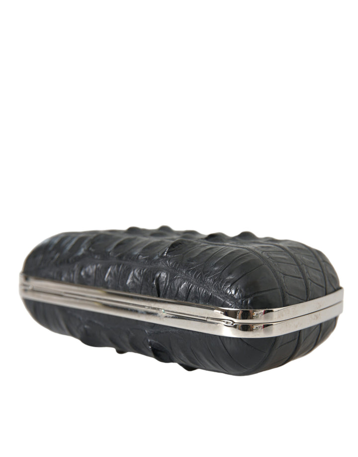 Balenciaga Black Exotic Skin Leather Shoulder Crossbody Box Clutch Bag