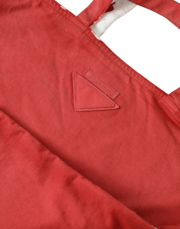 Prada Red Jersey Fabric Logo Shoulder Shopping Tote Bag