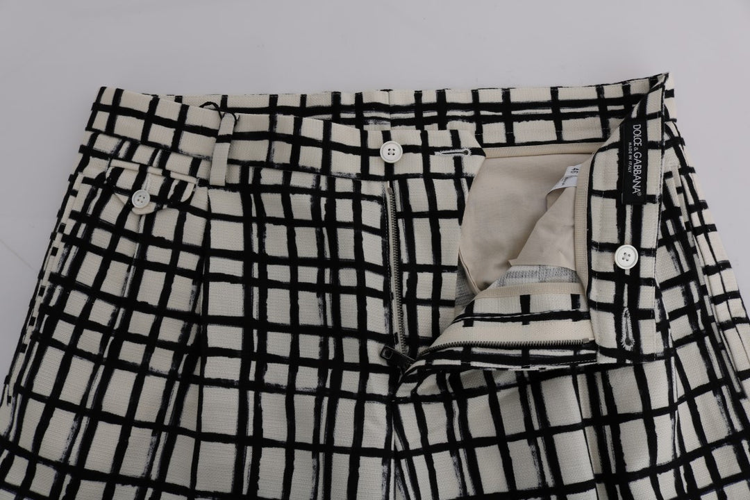 Dolce & Gabbana White Black Striped Casual Shorts