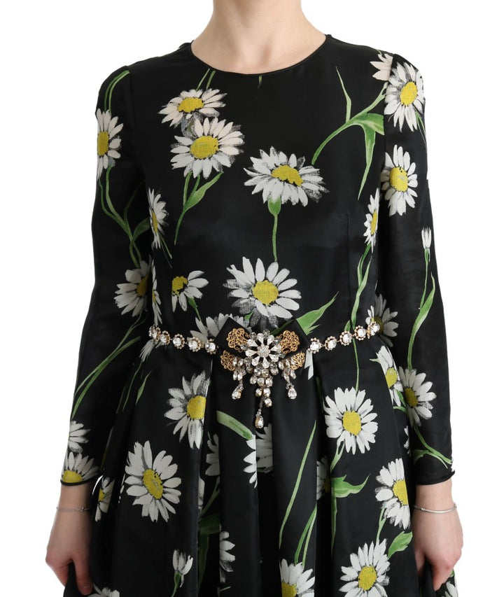 Dolce & Gabbana Multicolor Silk Sunflower Print Long Maxi Dress