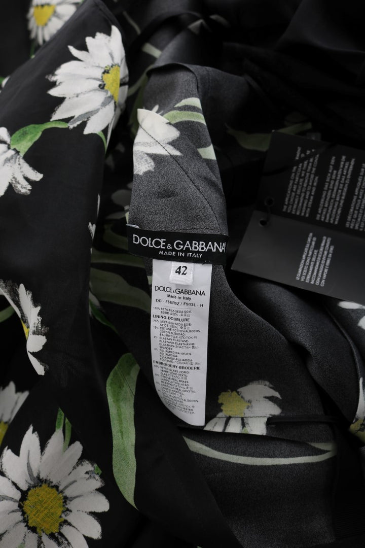 Dolce & Gabbana Multicolor Silk Sunflower Print Long Maxi Dress
