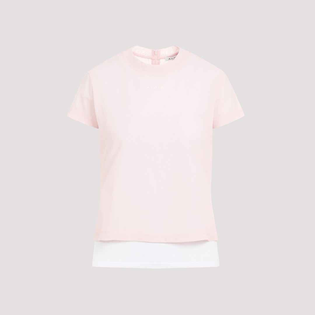 Pink and White Layered T-shirt-0