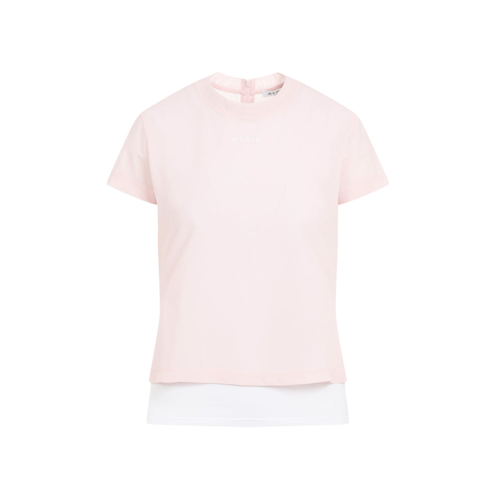 Pink and White Layered T-shirt-1