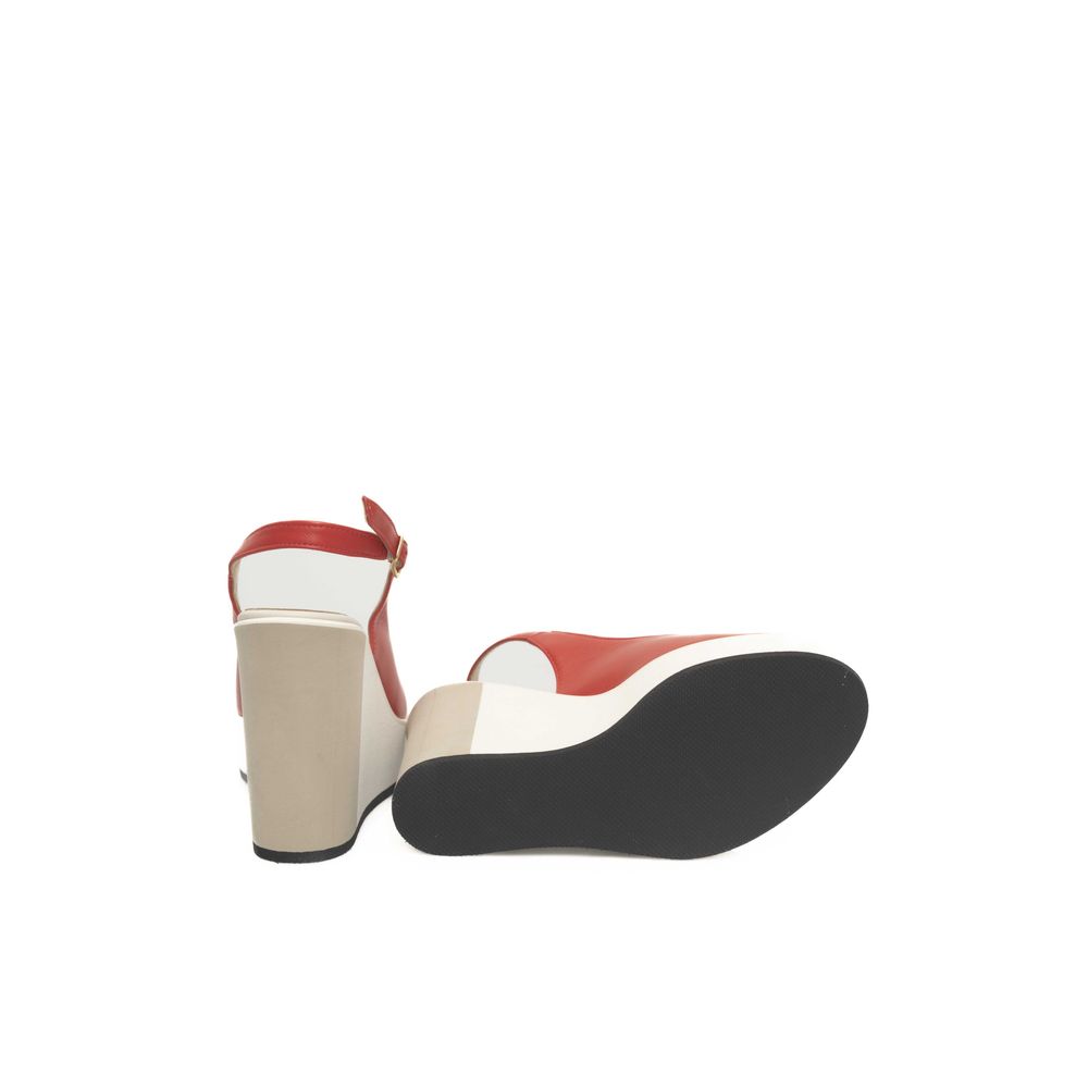 Cerruti 1881 Red Calfskin Women Sandal