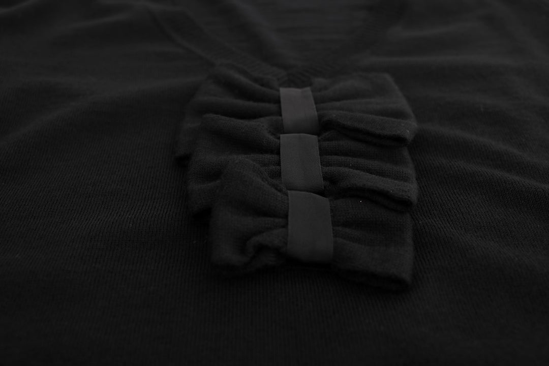 MARGHI LO' Black Wool Long Sleeve Shift Dress