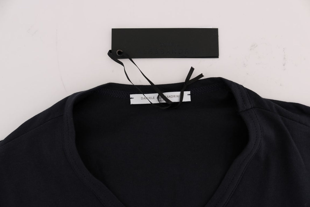 Daniele Alessandrini Blue Cotton V-neck T-Shirt